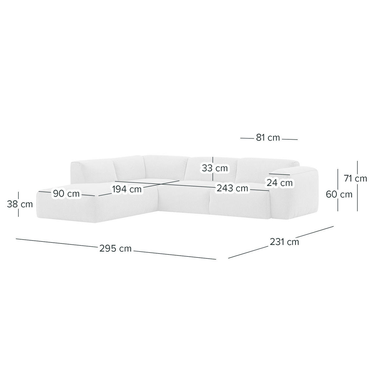 3-SITZER ECKSOFA mit Recamiere - Beige/Schwarz, Kunststoff/Textil (295/231cm) - home24