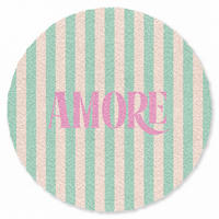 FUSSMATTE Rosa – Grün – Streifen – Amore 120x120 cm - Mintgrün, Kunststoff (120/0.4cm) - MuchoWow