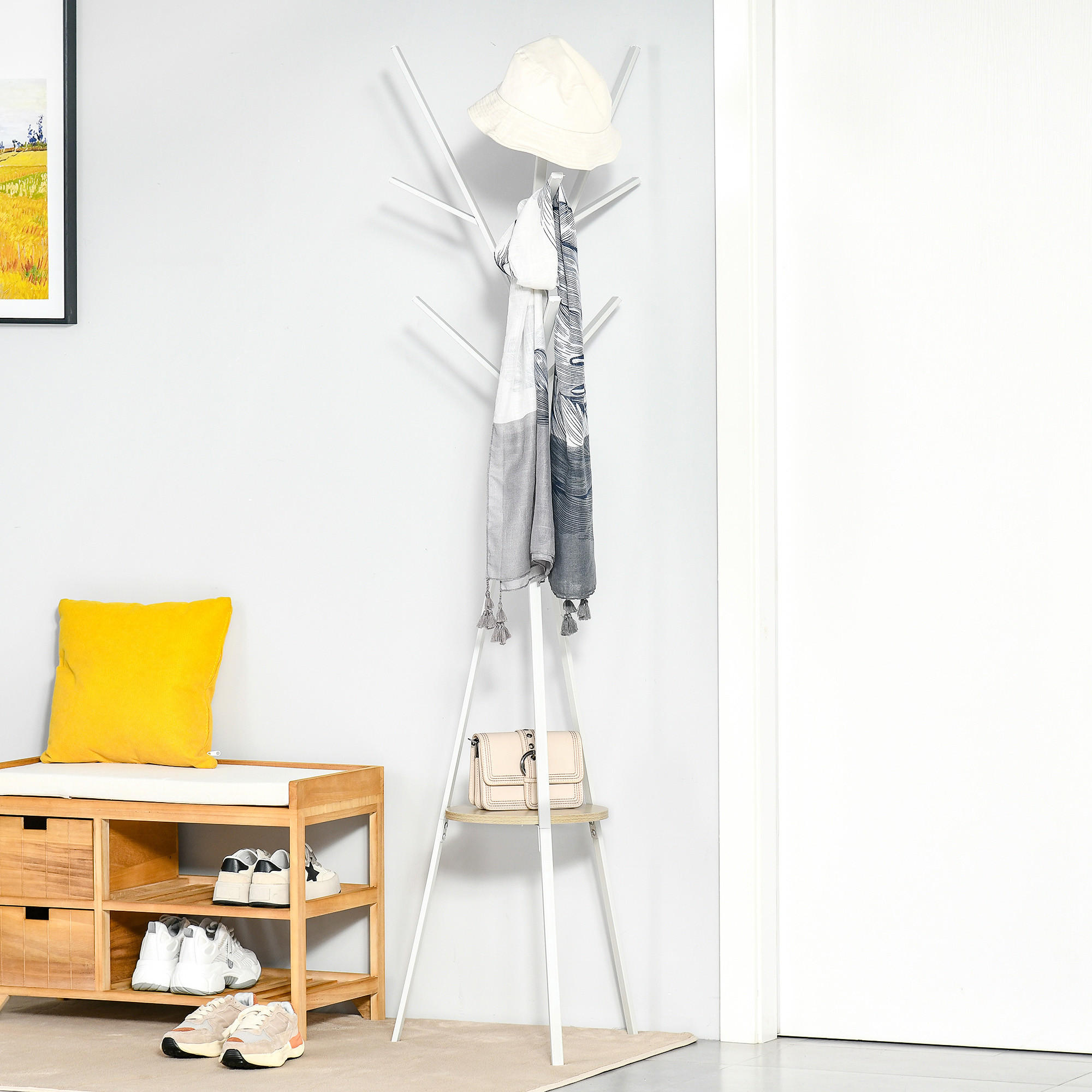 KLEIDERSTÄNDER - Weiß, Holzwerkstoff/Metall (45/180/45cm) - HOMCOM