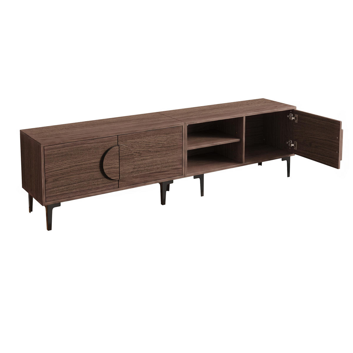 TV-SCHRANK 180/35/49 cm Dunkel Walnuss für 80 Zoll TV mit 3 Türen - Nussbaumfarben, Holzwerkstoff (180/49/35cm) - Oxeza