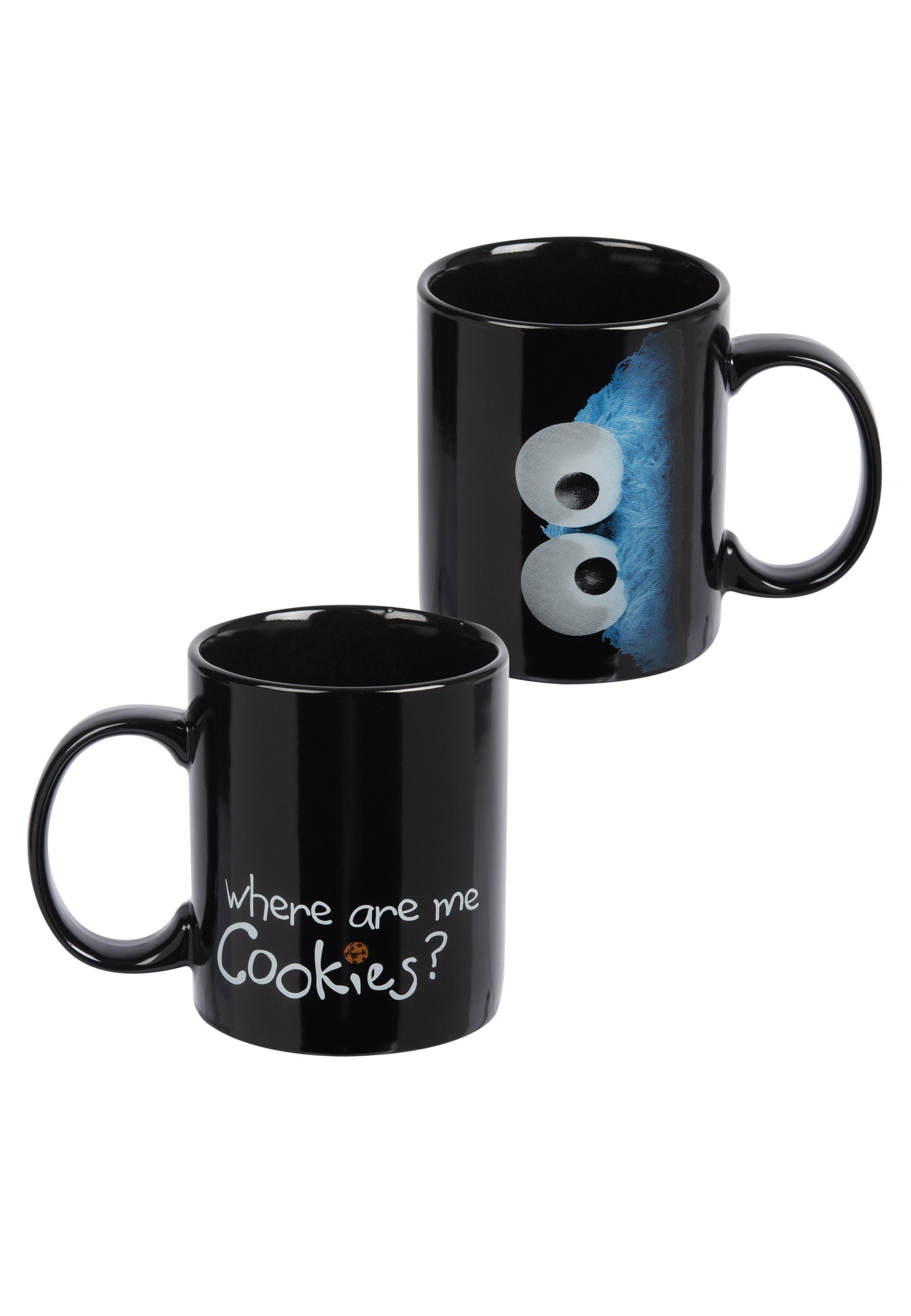 KAFFEEBECHER Sesamstraße Krümelmonster Schwarz 320 ml - Schwarz, Keramik (0.32L) - United Labels