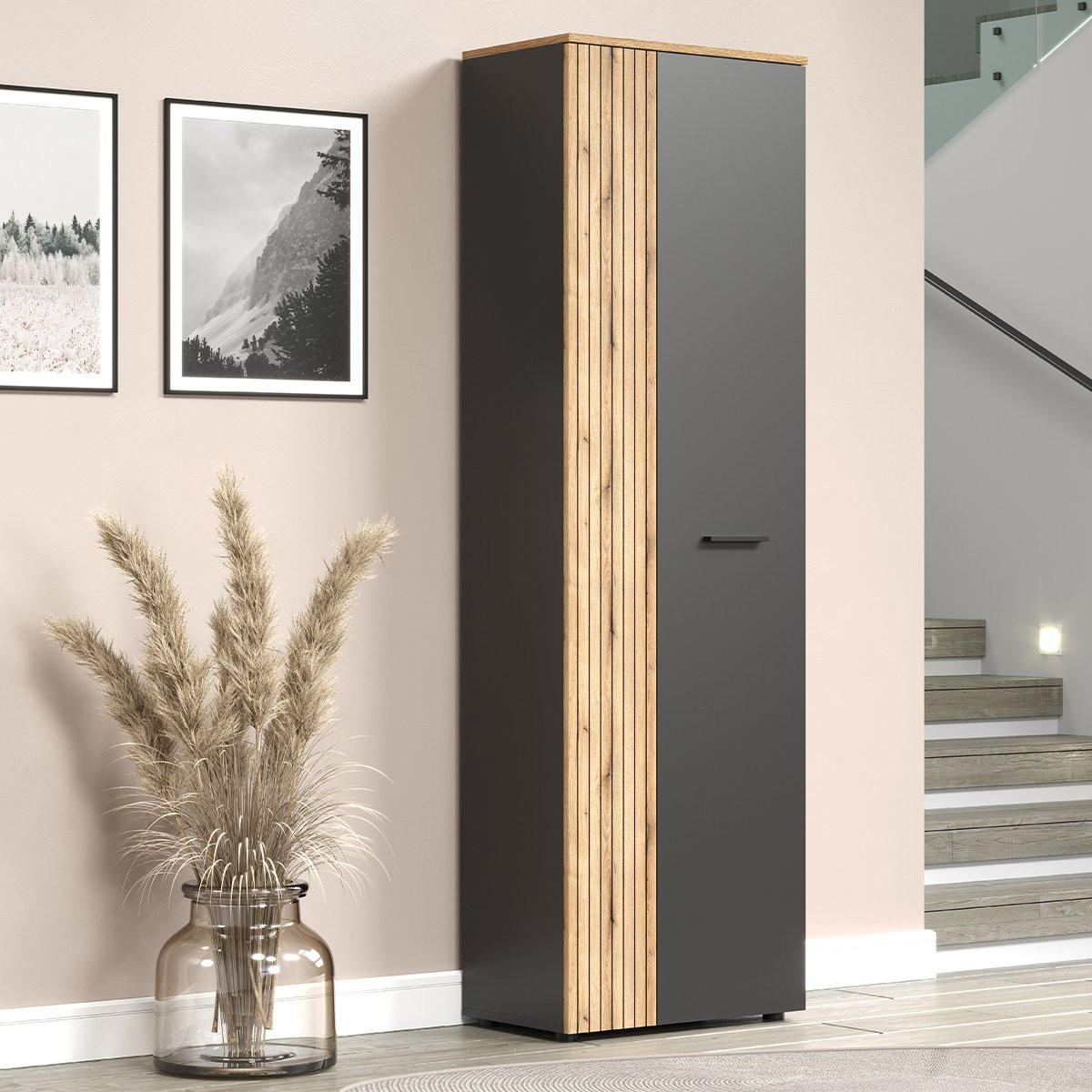 GARDEROBENSCHRANK Esteban Anthrazit - Anthrazit, Holzwerkstoff (60/195/36cm) - Trendteam