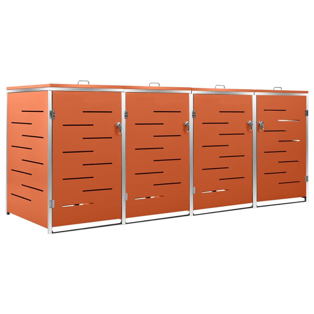 4ER Mülltonnenbox JAGU Edelstahl | Orange | 115,5x276,5x77,5cm | Für 4 Tonnen 240L - Orange, Metall (276.5/115.5/77.5cm) - DELUKE
