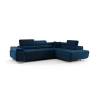 ECKSOFA EMILY mit Schlaffunktion Poso 05 Rechts - Dunkelblau, Textil (275/200cm) - Bedante