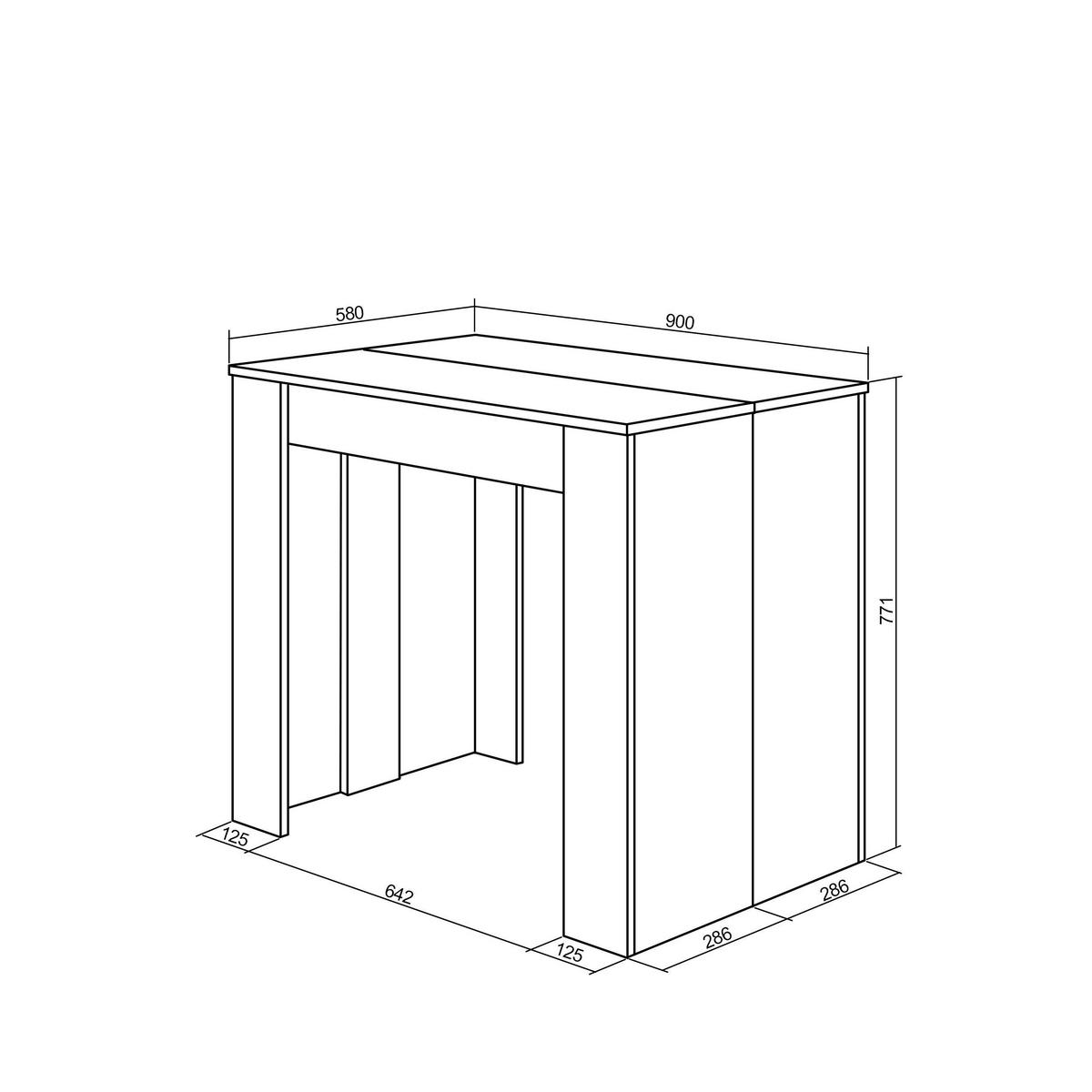 KONSOLENTISCH ausziehbar 58 bis 222cm, für 10 Gäste, schwarz eiche, 90/58/77cm - Eichefarben/Schwarz, Holzwerkstoff (90/222/77cm) - Skraut Home