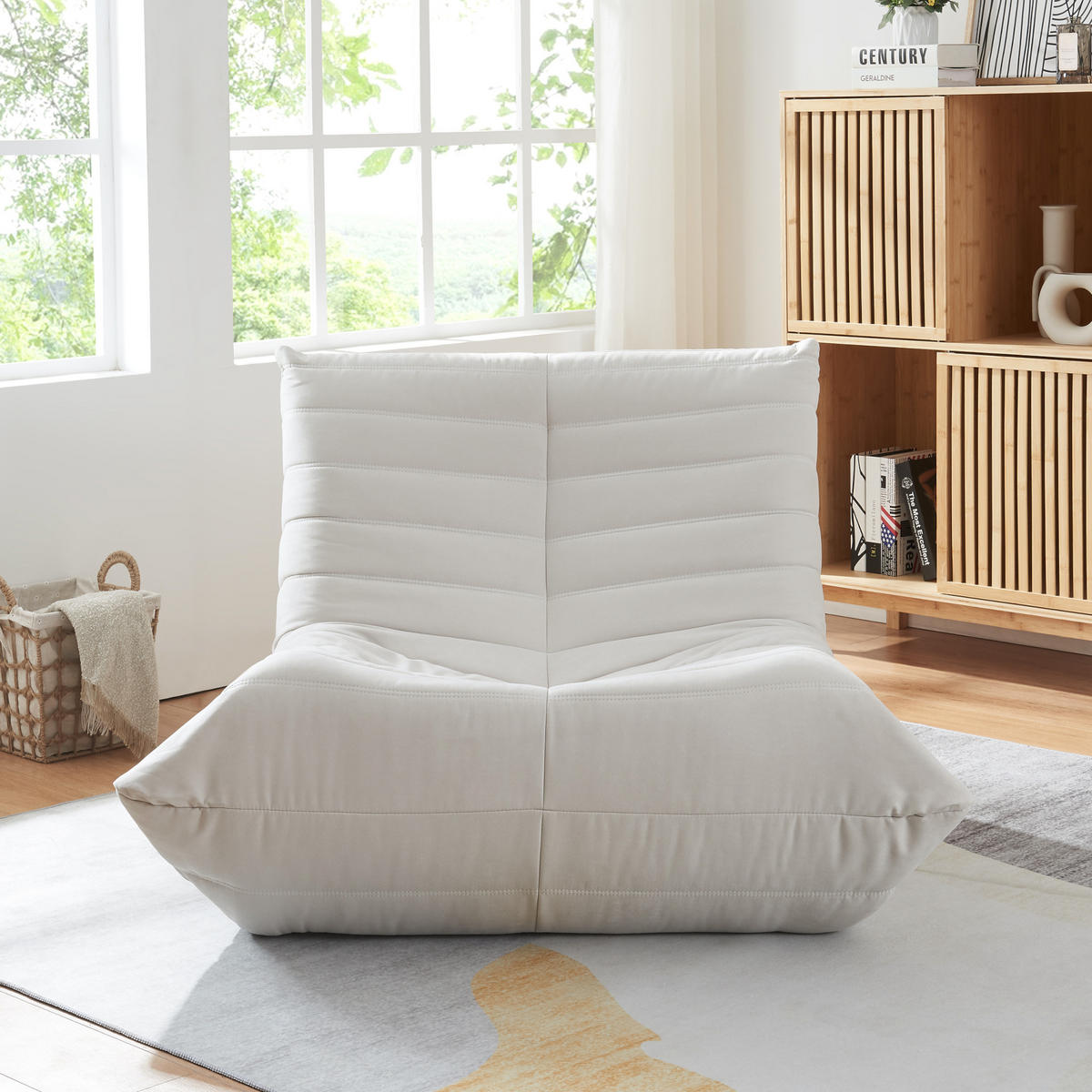 BODENSESSEL Kodsø - Beige, Textil (90/75/100cm) - [en.casa]