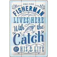 BLECHSCHILD 20/30 cm Fisherman Catch - Multicolor, Metall (20/30/0.2cm) - Nostalgic-Art