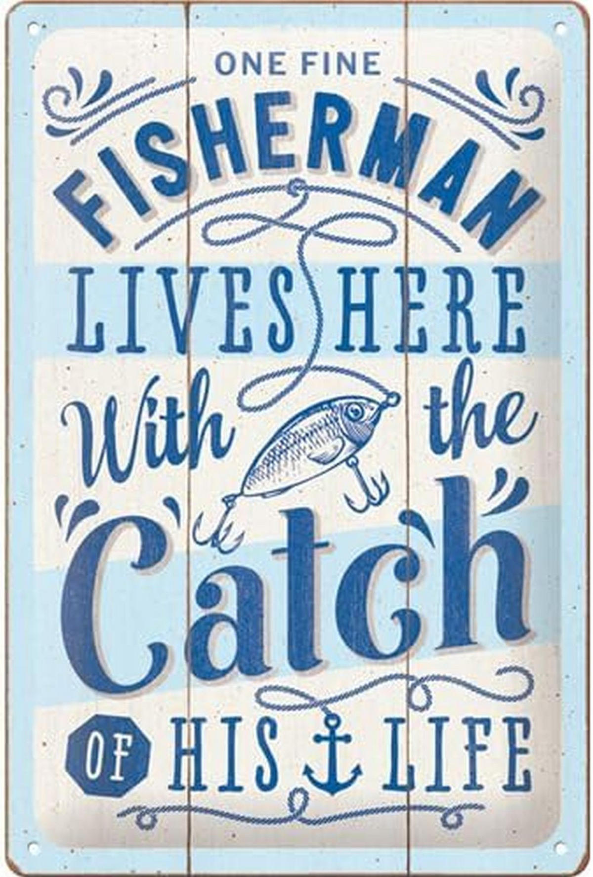 BLECHSCHILD 20/30 cm Fisherman Catch - Multicolor, Metall (20/30/0.2cm) - Nostalgic-Art