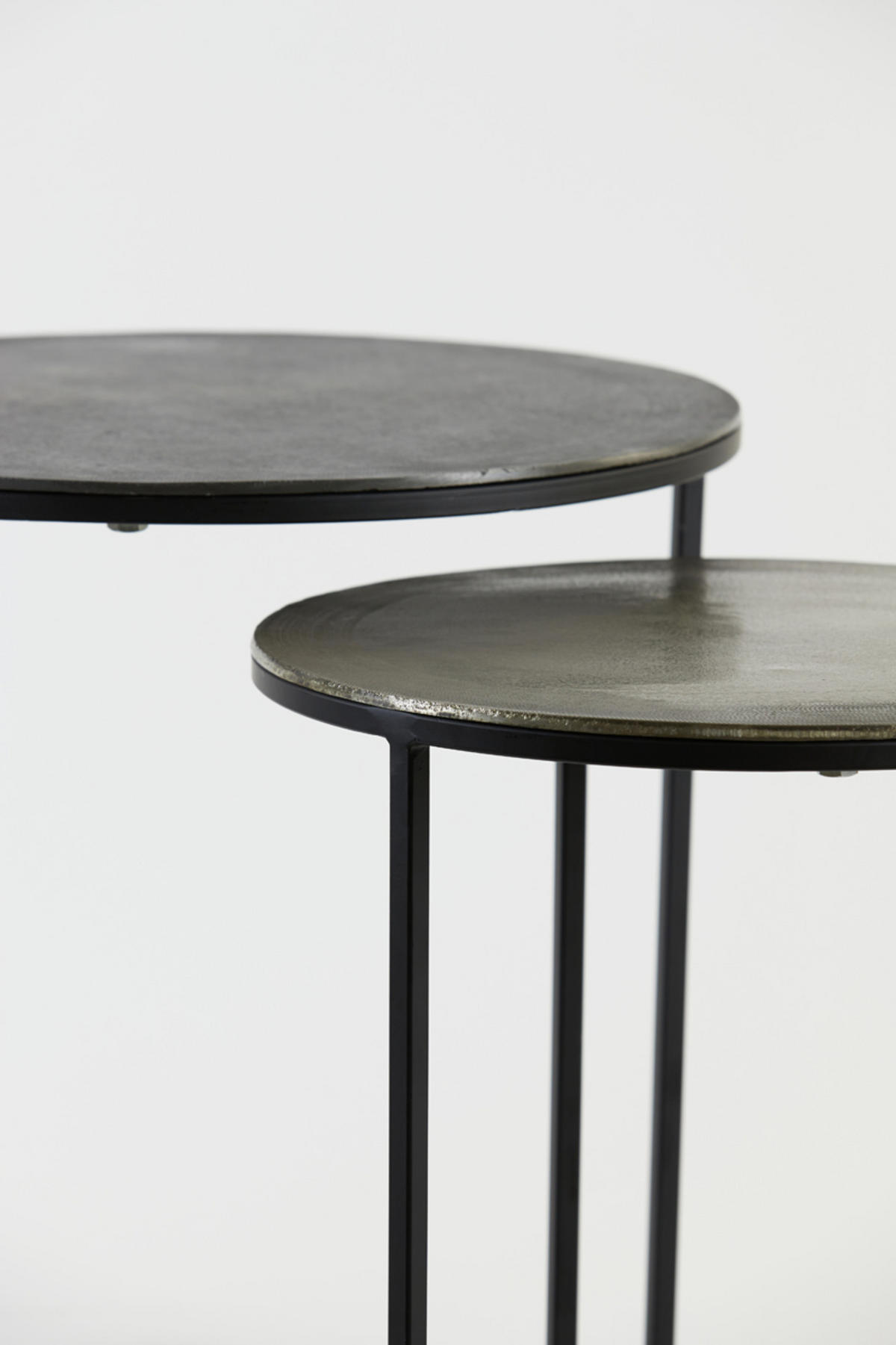 BEISTELLTISCH Talca Silber Ø49/50,5 cm 2er-Set - Anthrazit/Silberfarben, Metall (49/49/50.5cm) - Light & Living