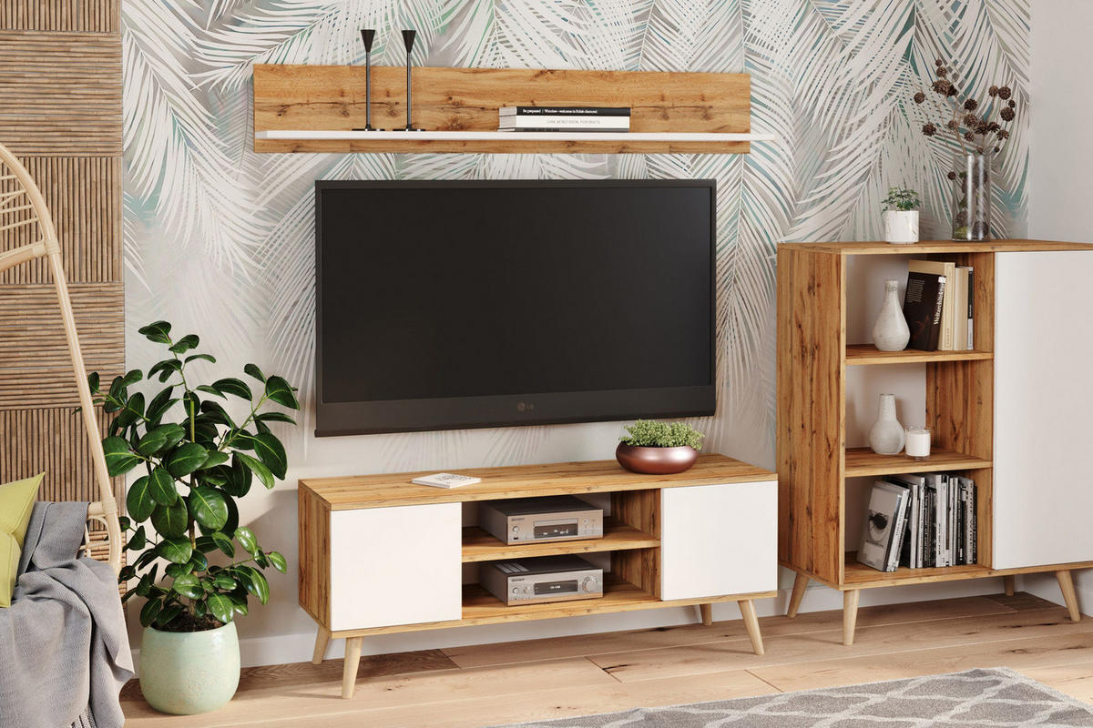 LOWBOARD Focus - Eichefarben/Weiß, Holzwerkstoff (40/50/155cm) - RAUMHIRSCH FURNITURE