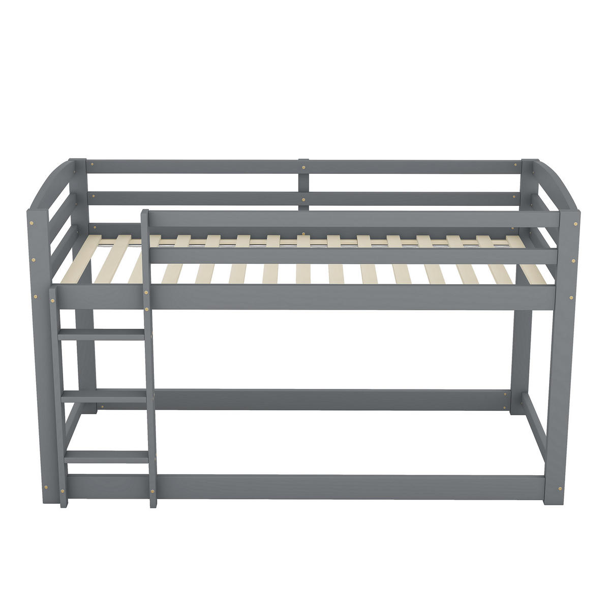 ETAGENBETT 90/200 cm Grau aus massiver Kiefer mit stabilem Geländer - Grau, Holz (90/200cm) - OKWISH