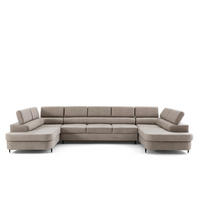 ECKSOFA U-Form PRIAM MAXI U2 XXL Ecksofa U-form 400 cm mit Schlaffunktion, 2 Bettkästen & Kopfteilverstellung Beige - Beige, Holz/Textil (400/91/203cm) - Muffo