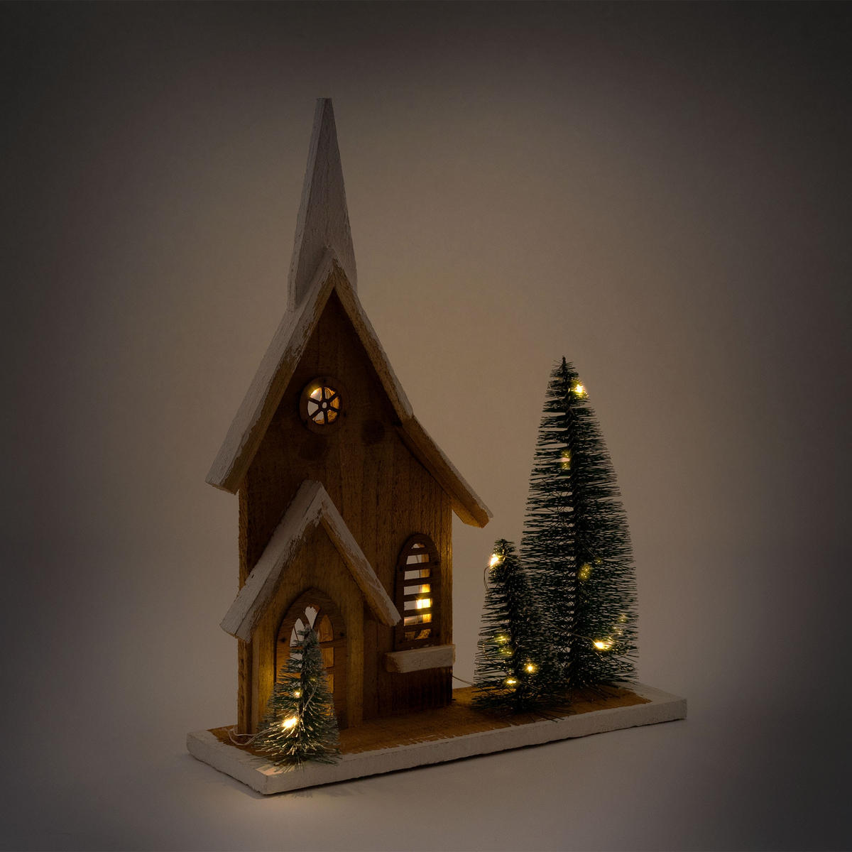 DEKOFIGUR Haus LED 34 cm - Beige, Holz (9/34/28cm) - Home Styling Collection