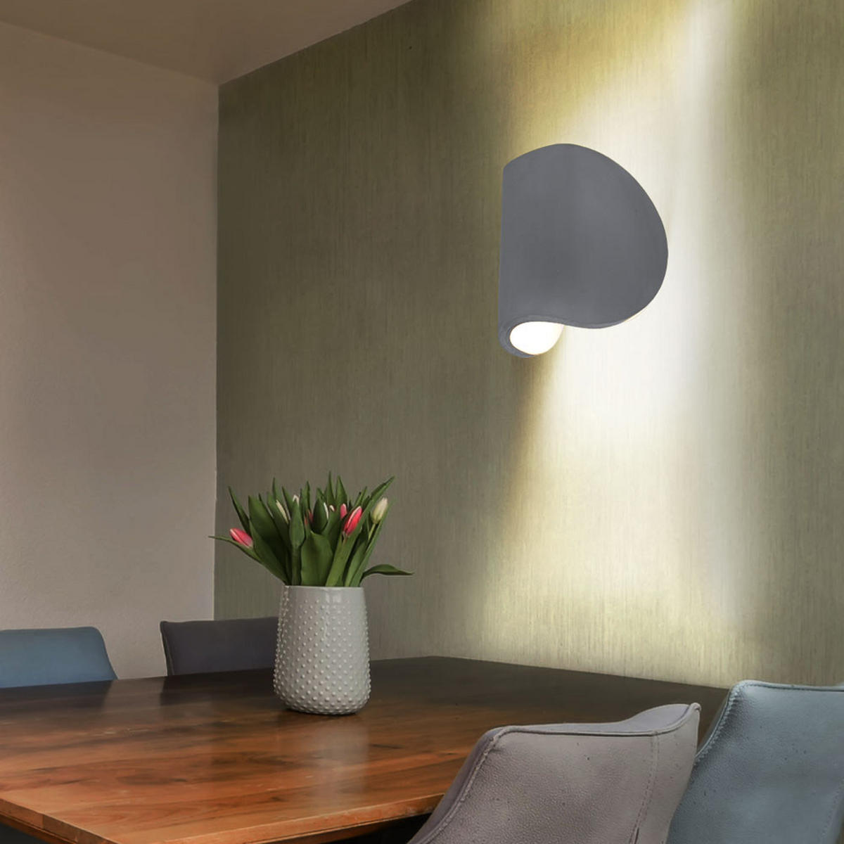 LED WANDLEUCHTE TIMO Beton Grau - Grau, Metall (12.6/15.7/12.4cm) - Globo Lighting