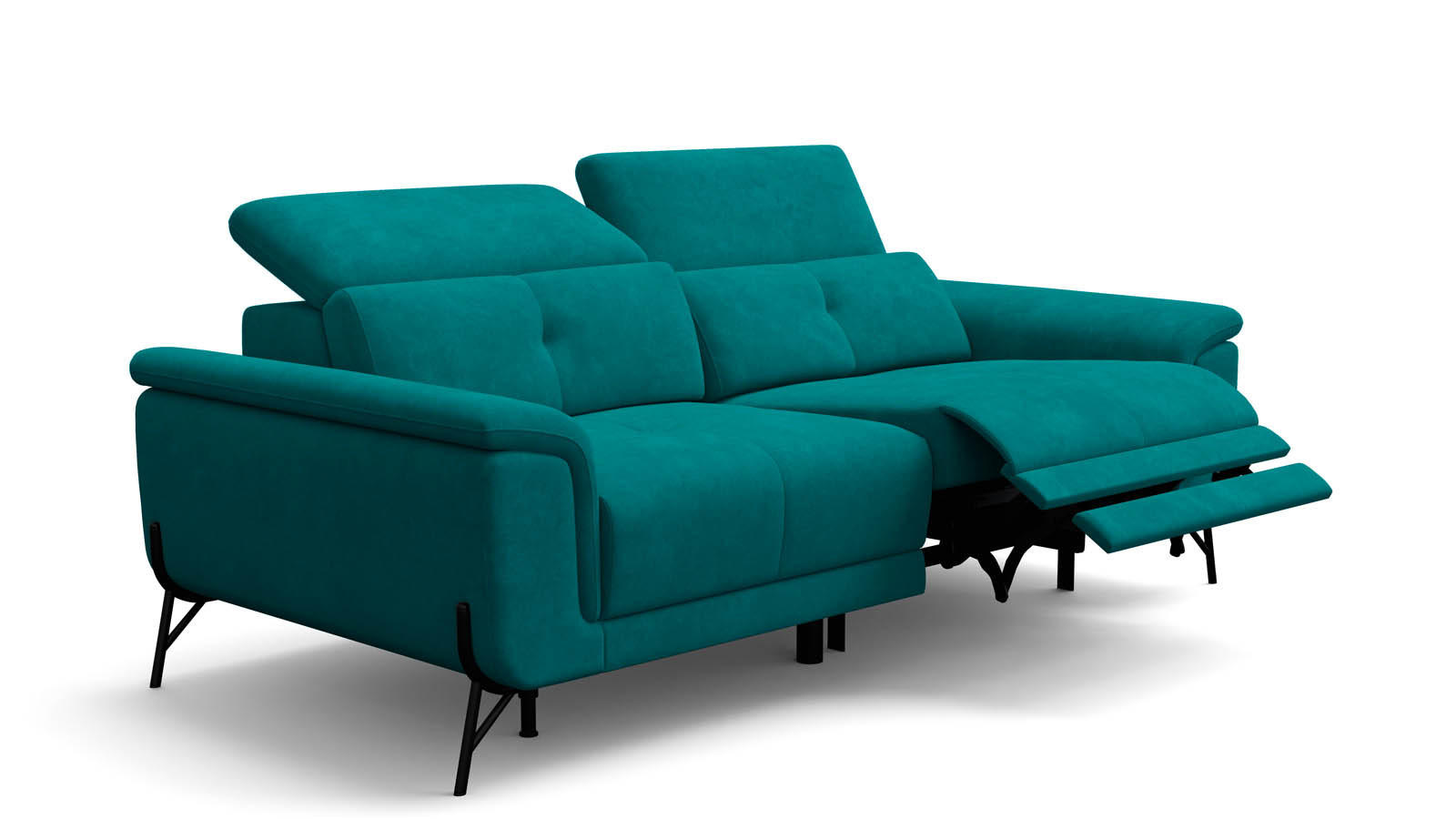 SOFA RELAX AVENA 3-Sitzer, dunkelgrüner Veloursstoff - Dunkelgrün/Schwarz, Holz/Textil (204/80/108cm) - Wozimo