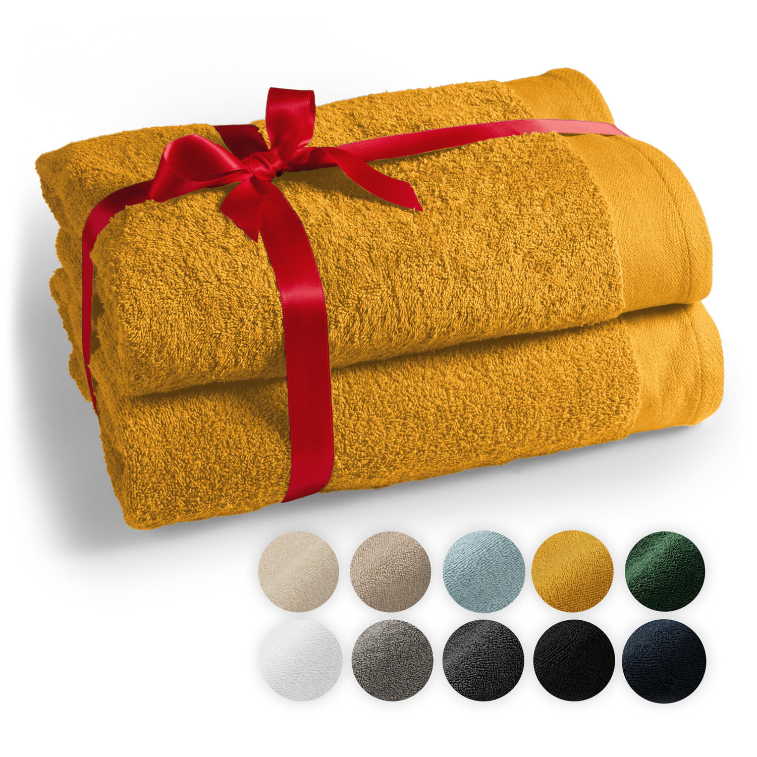 SAUNATUCH Gelb, 2er-Set - Gelb, Textil (80/200cm) - Blumtal