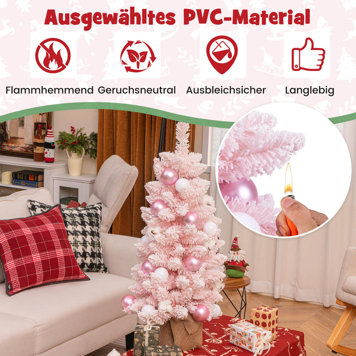 WEIHNACHTSBAUM Mini Pink - Pink, Kunststoff (90cm) - COSTWAY