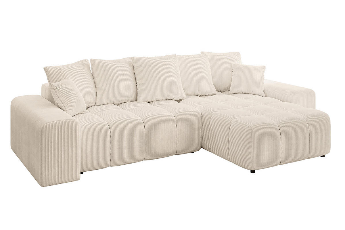 ECKSOFA Ottomane rechts ENIL-L 297x189x68 Beige Cord - Beige, Holzwerkstoff/Kunststoff (189/297cm) - ALTDECOR