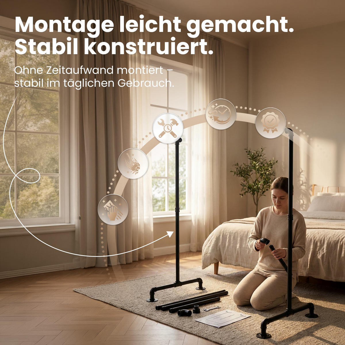 KLEIDERSTÄNDER 120 cm-schwarz-Metall - Schwarz, Metall (120/150/55cm) - CLP