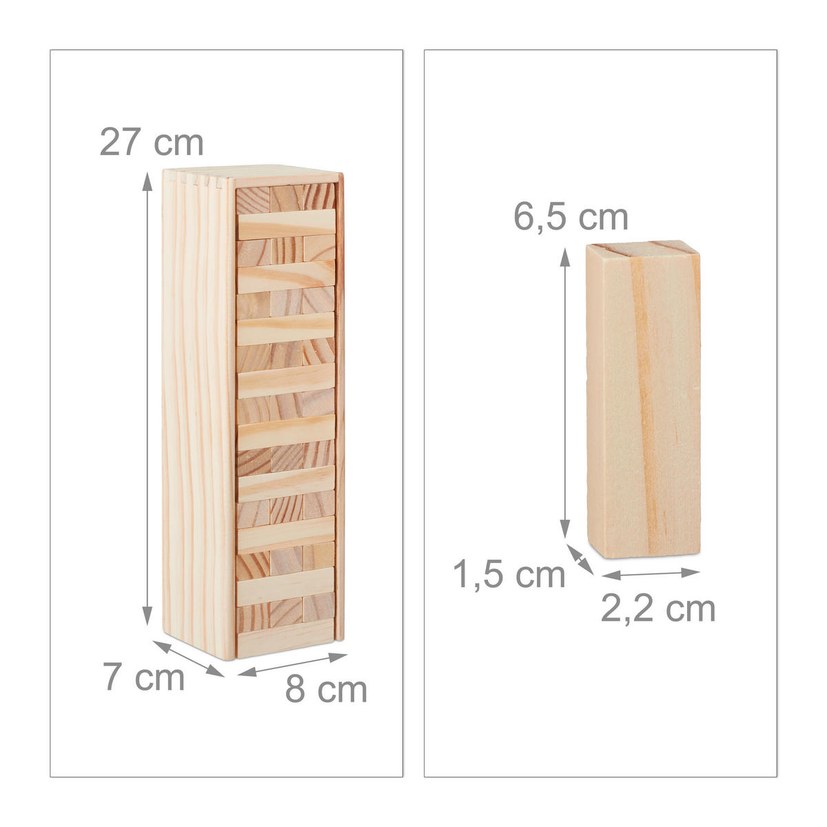 WACKELTURM - Hellbraun, Holz (8/7cm) - Relaxdays
