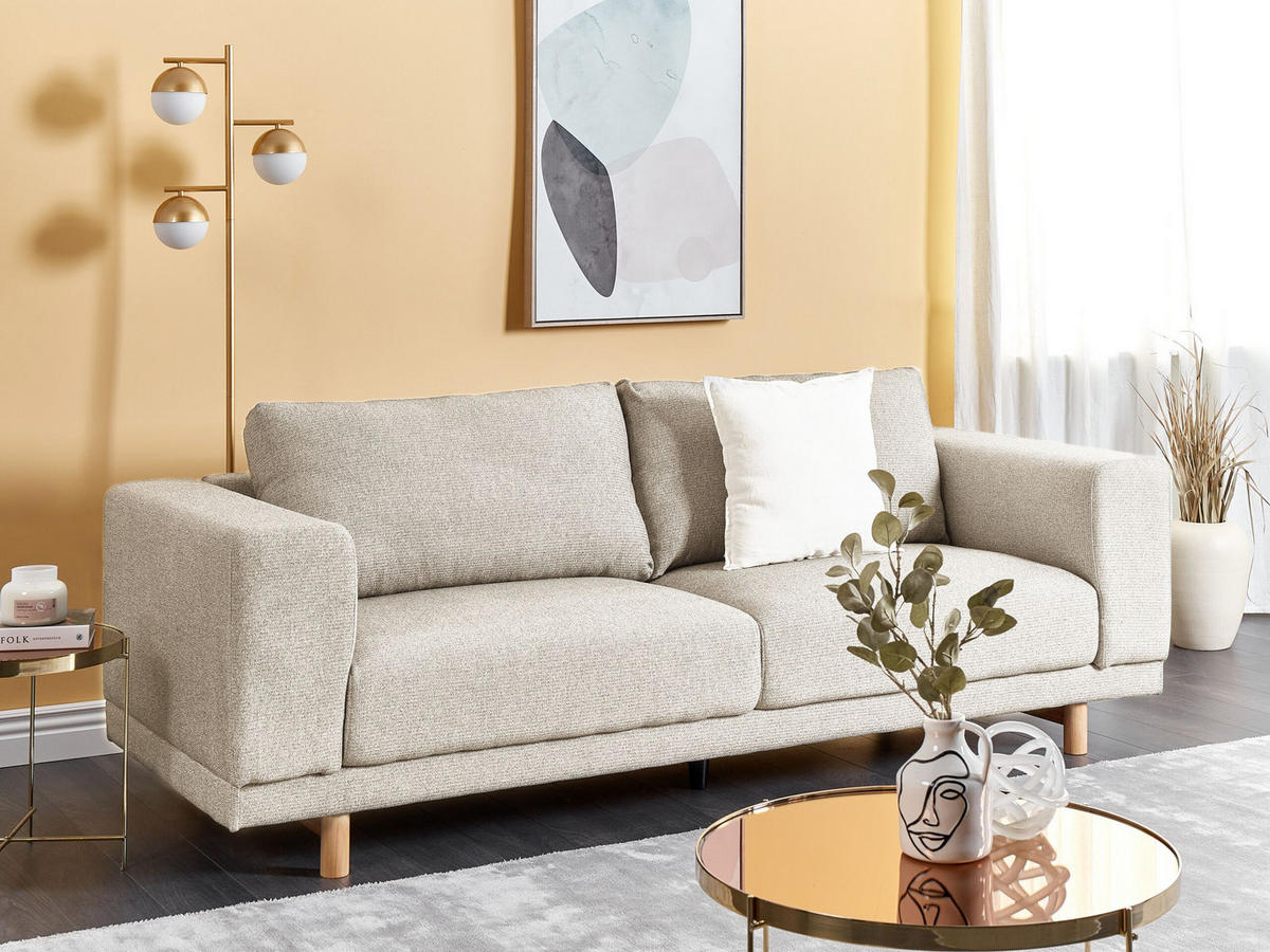 3-SITZER-SOFA Polsterbezug Hellbeige Nivala - Beige, Textil (220/76/84cm) - Beliani