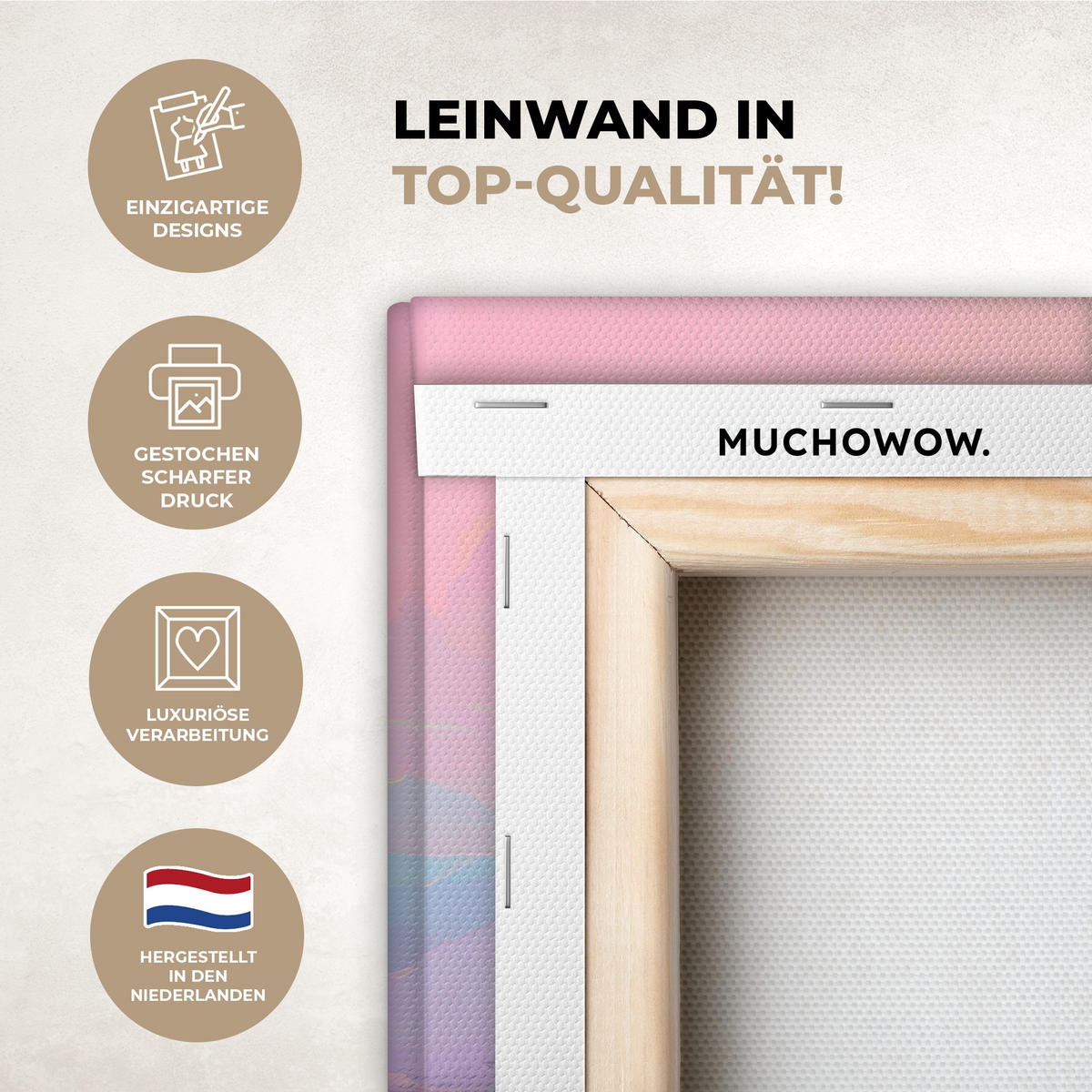 LEINWANDBILD Berggipfel - Wolken - Verträumt Deko Schlafzimmer 30x20 cm - Hellrosa, Textil (30/20cm) - MuchoWow