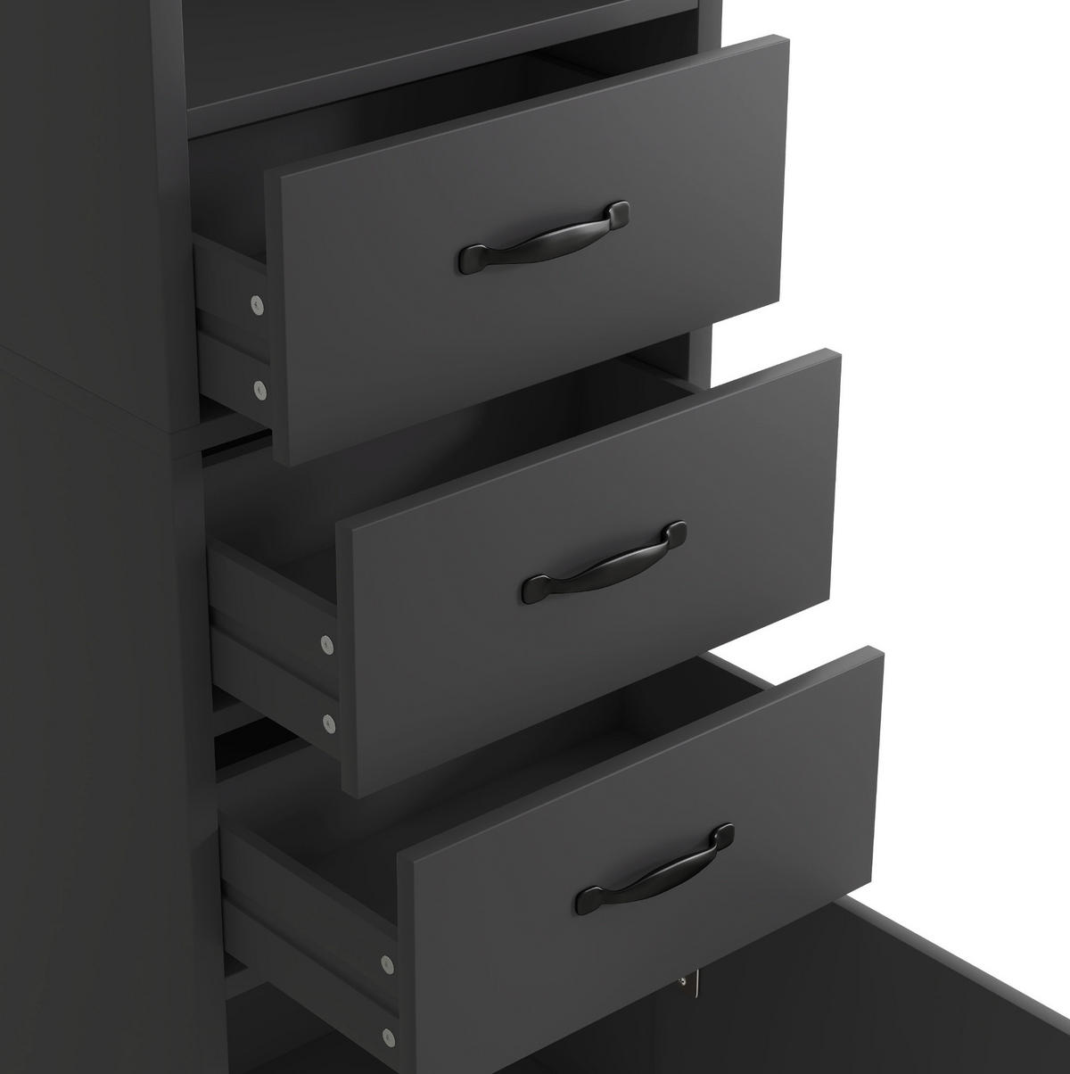BADEZIMMERSCHRANK mit 3 Schubladen 38 x 26 x 172,5 cm Schwarz - Schwarz, Holzwerkstoff (26/172.5/38cm) - Beauniv