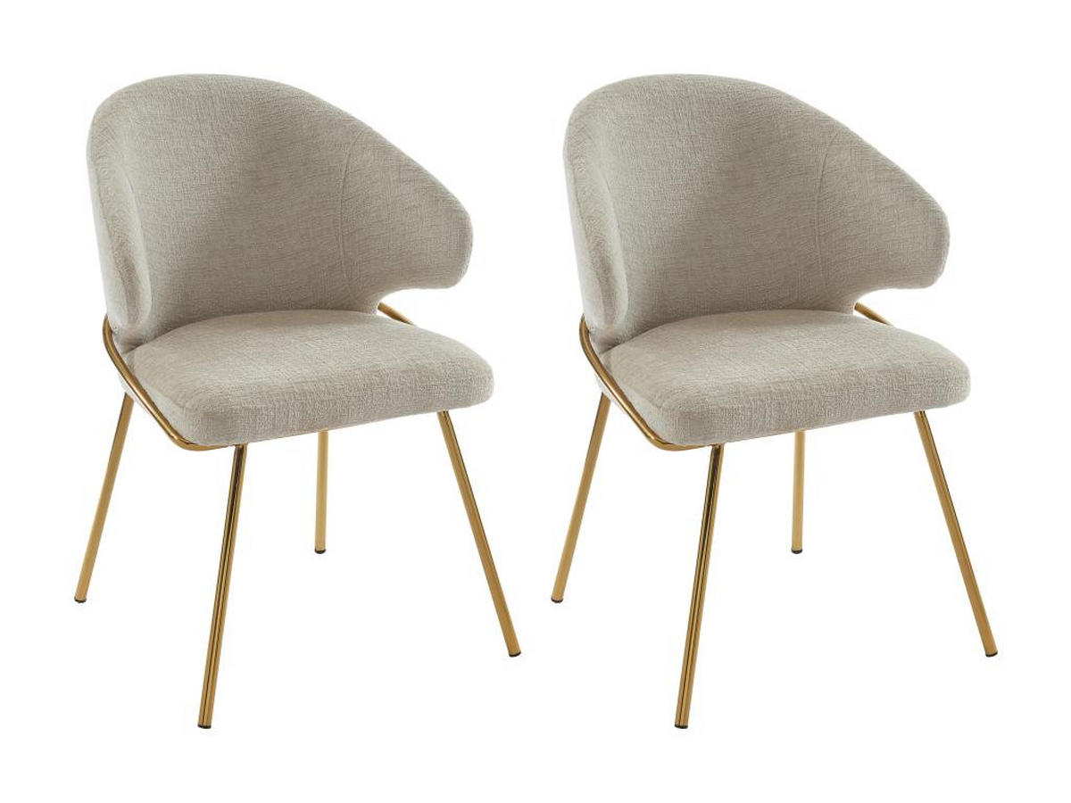 STUHL 2er-Set - Stoff & goldfarbenes Metall - Beige - LUXIVA - Beige, Textil (62/85/60cm) - Pascal Morabito