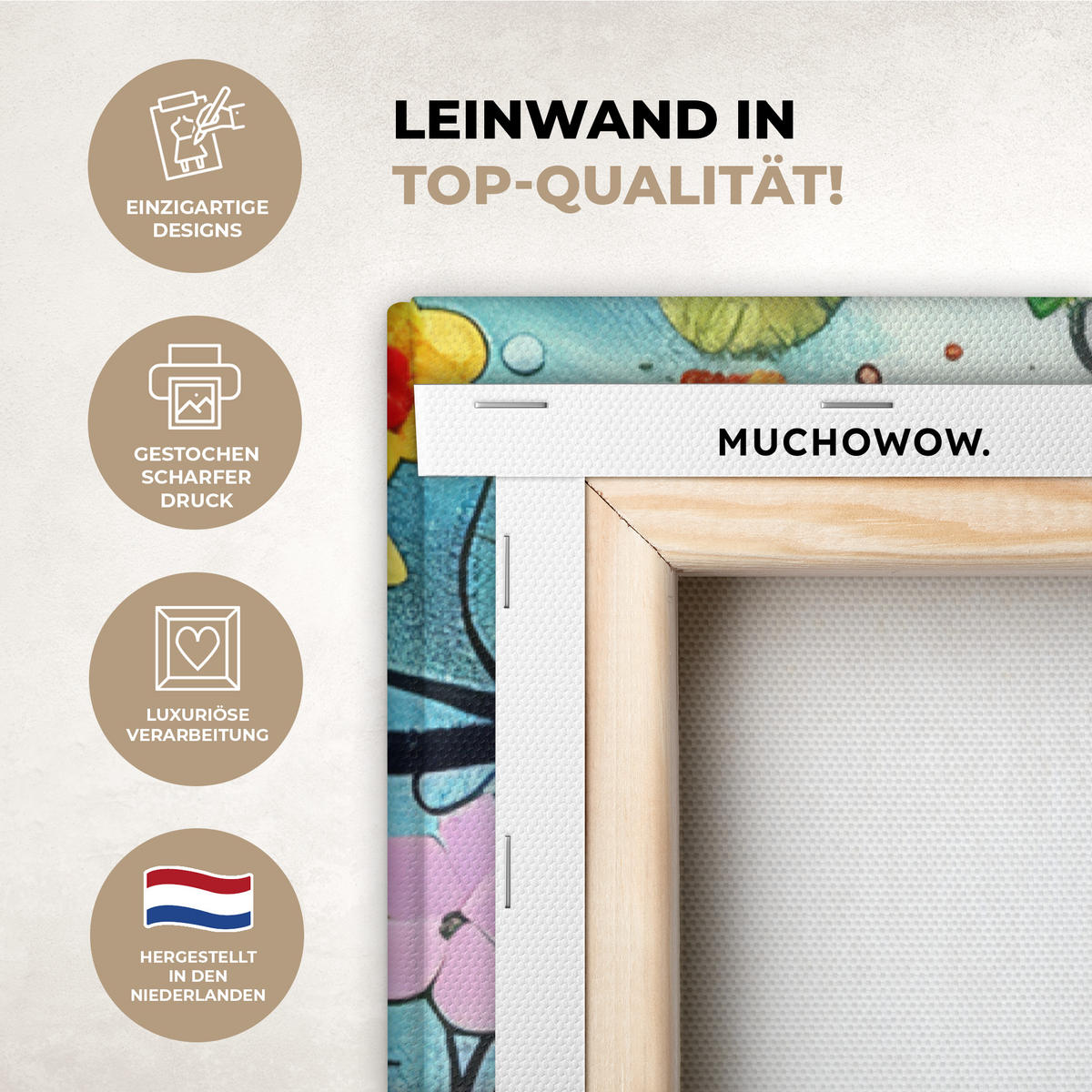 LEINWANDBILD Kunst - Baum des Lebens - Blumen - Hippie 90x140 cm - Dunkelblau, Textil (90/140cm) - MuchoWow