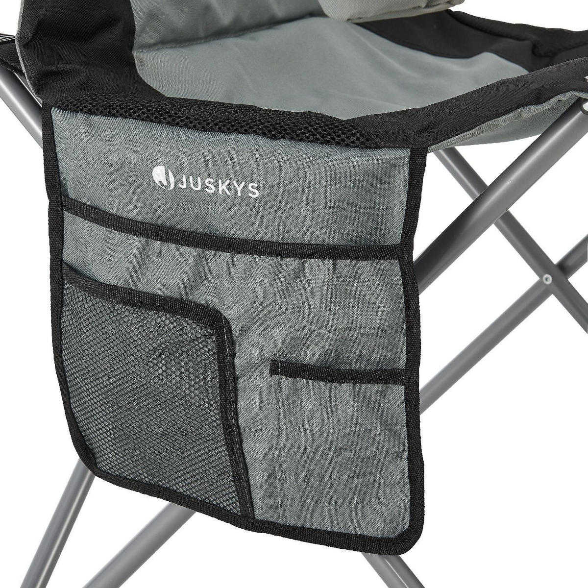 CAMPINGSTUHL Lido grau mit Flaschenhalterung & Tragetasche - Grau, Textil (62/102/62cm) - Juskys