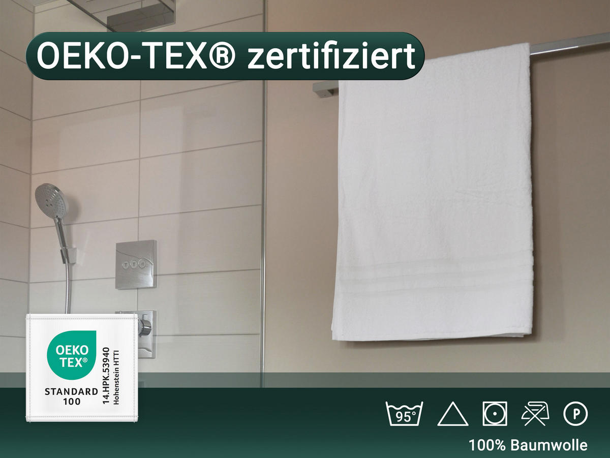 BADETUCH, 2er-Set, 100x150 cm, 100% Baumwolle, Weiß - Weiß, Textil (100/150cm) - Zollner