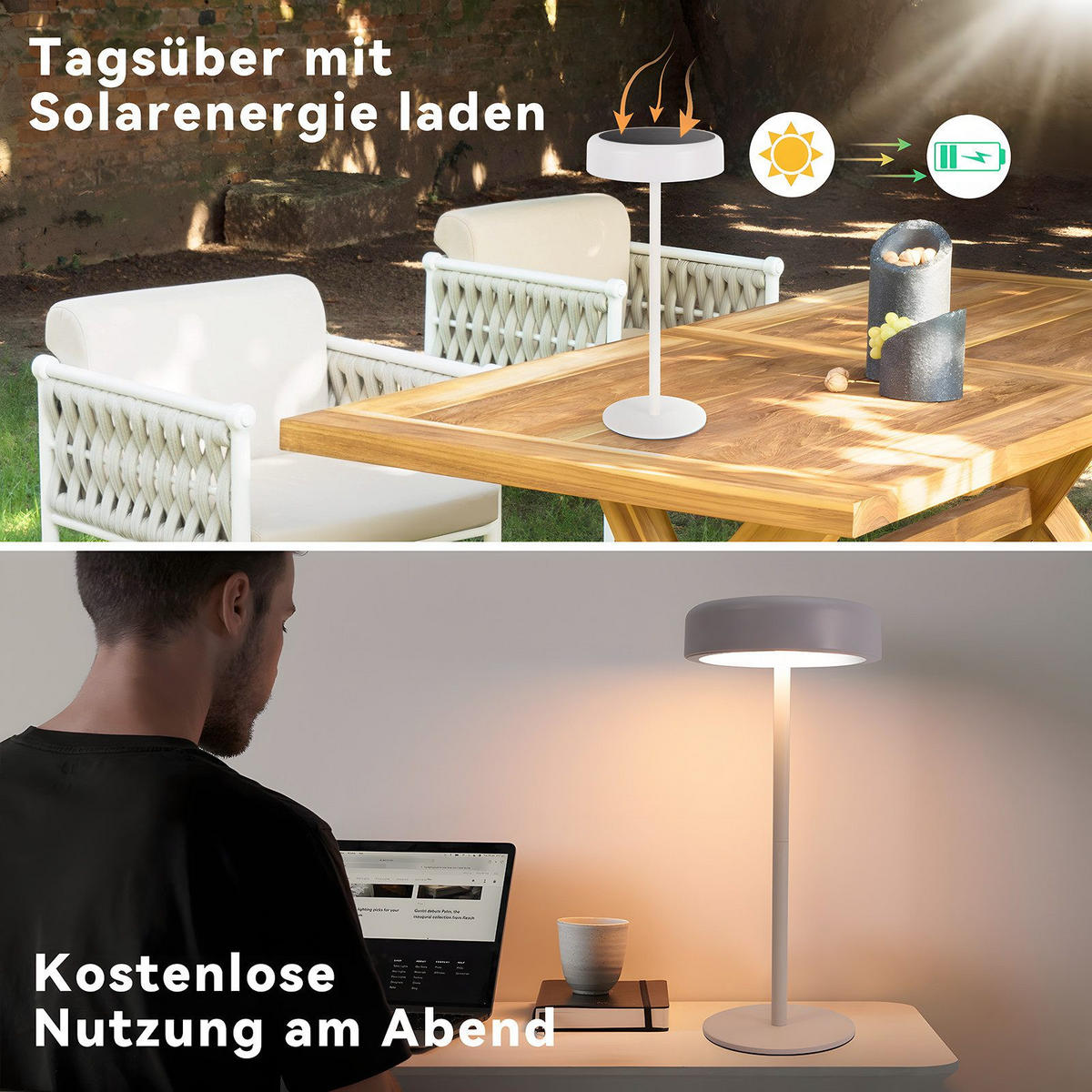 STOLNÍ lampa Abegg LED 14/14/30 cm - bílá, plast (14/14/30cm) - Nettlife