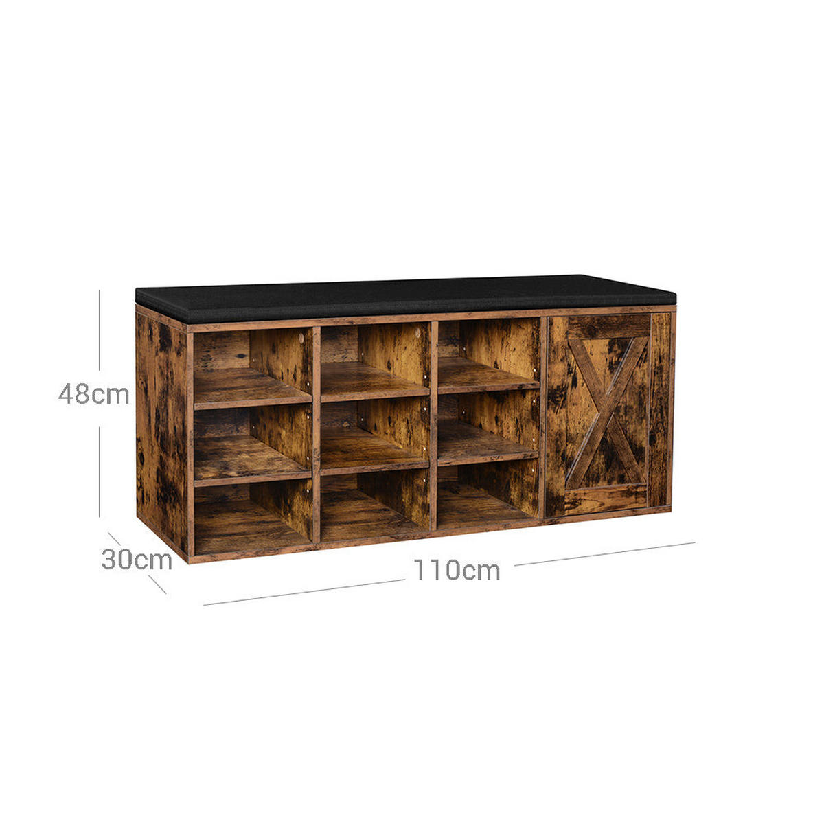 SCHUHREGAL - Braun, Holzwerkstoff (30/48/110cm) - Hansiro
