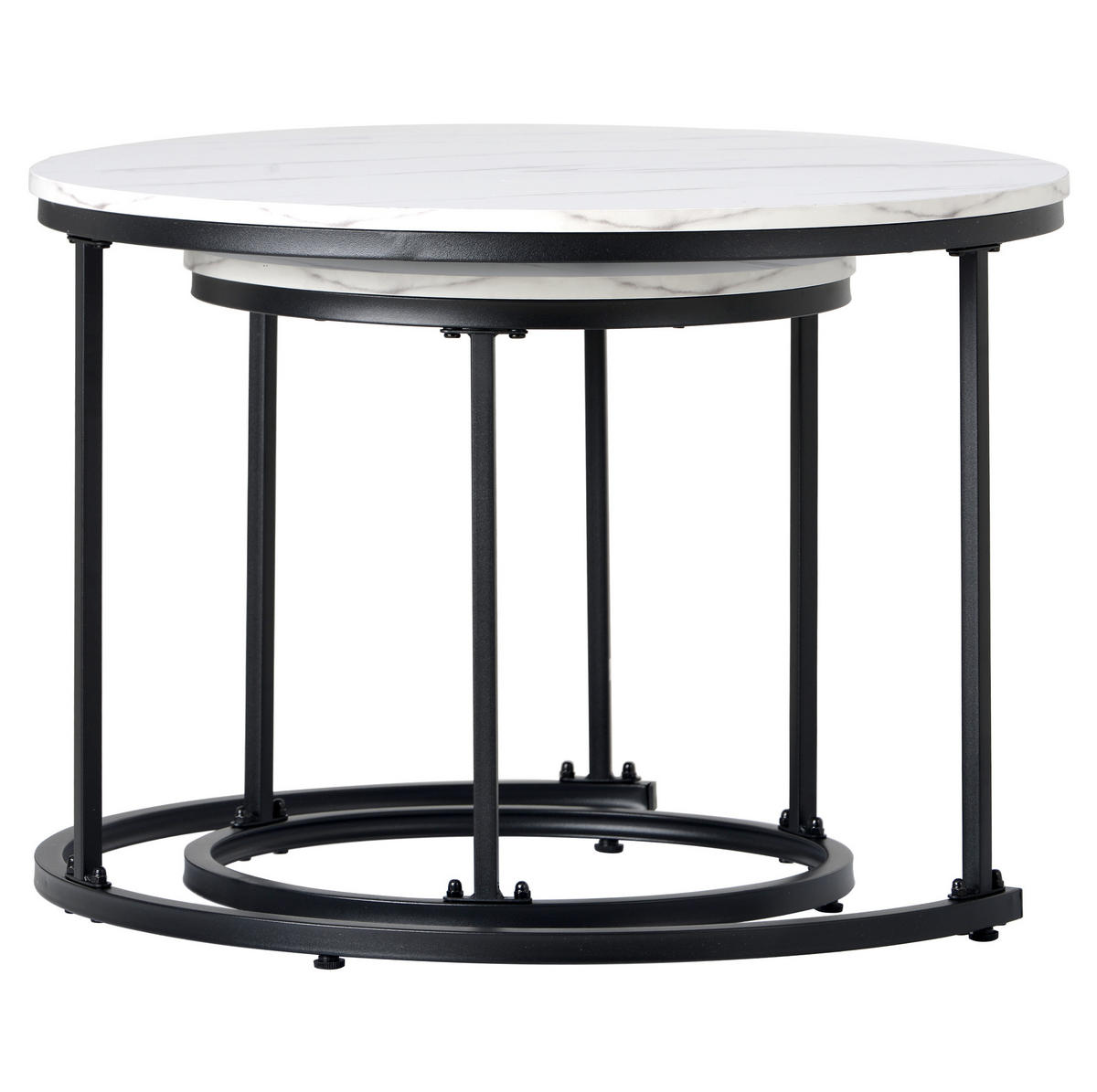 SADA konferenčních stolků 71/71/50 cm bílý mramor z MDF stohovatelná - bílá, kompozitní dřevo (70.5/70.5/50cm) - OKWISH