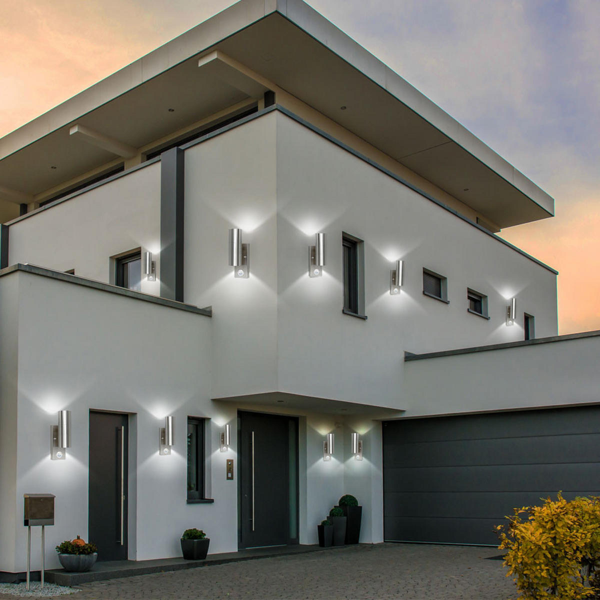 AUSSEN-WANDLEUCHTE Edelstahl Silber Up Down - Silberfarben, Glas (7.2/22.5/11cm)