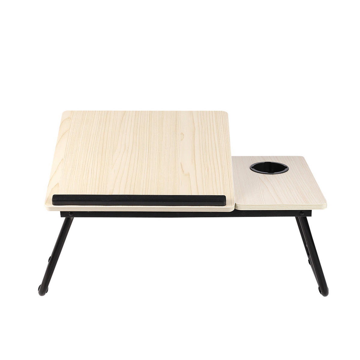 LAPTOP-BETTTISCH mit Getränkehalter Verstellbarer, klappbarer – Weiß-Ahornoptik, 56x32,5x24 cm - Naturfarben, Metall (32.5/56/24cm) - Livingandhome