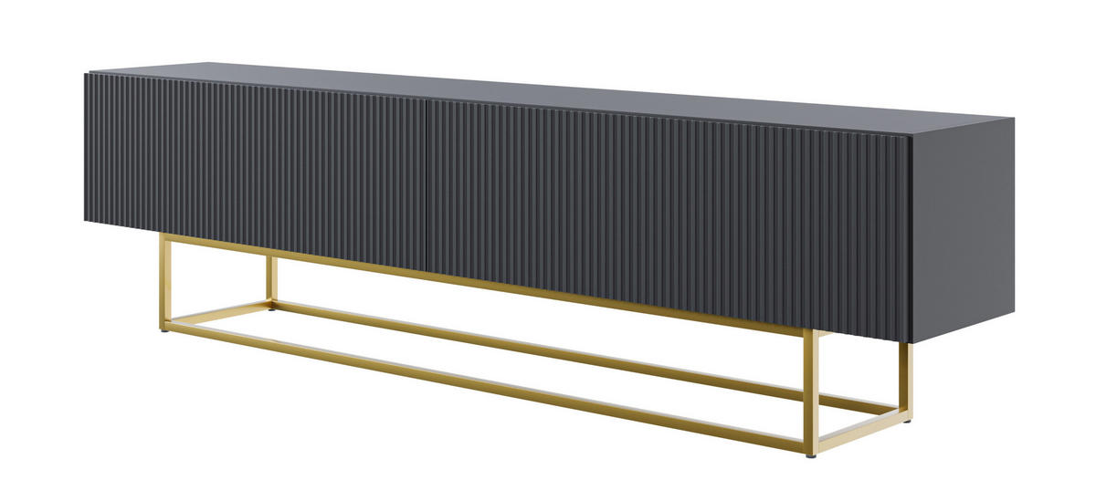 TV-SCHRANK Veldio Schwarz Gold 175 cm - Goldfarben/Schwarz, Holzwerkstoff/Metall (175/46.5/31.6cm) - Selsey