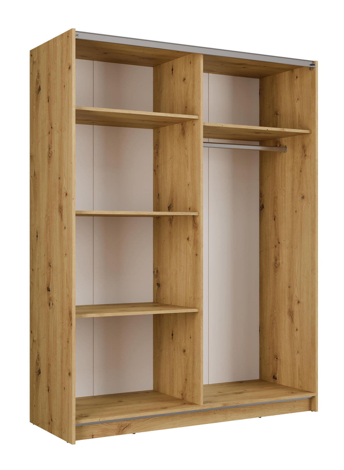 KLEIDERSCHRANK Beralto Braun 150/198,5/63,5 cm – mit Spiegel und Lamellenfront - Braun, Holzwerkstoff (150/198.5/63.5cm) - AX Living