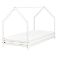 KINDER-HAUSBETT Weiß 90-200 cm Appy - Weiß, Holz (90/200cm) - Beliani