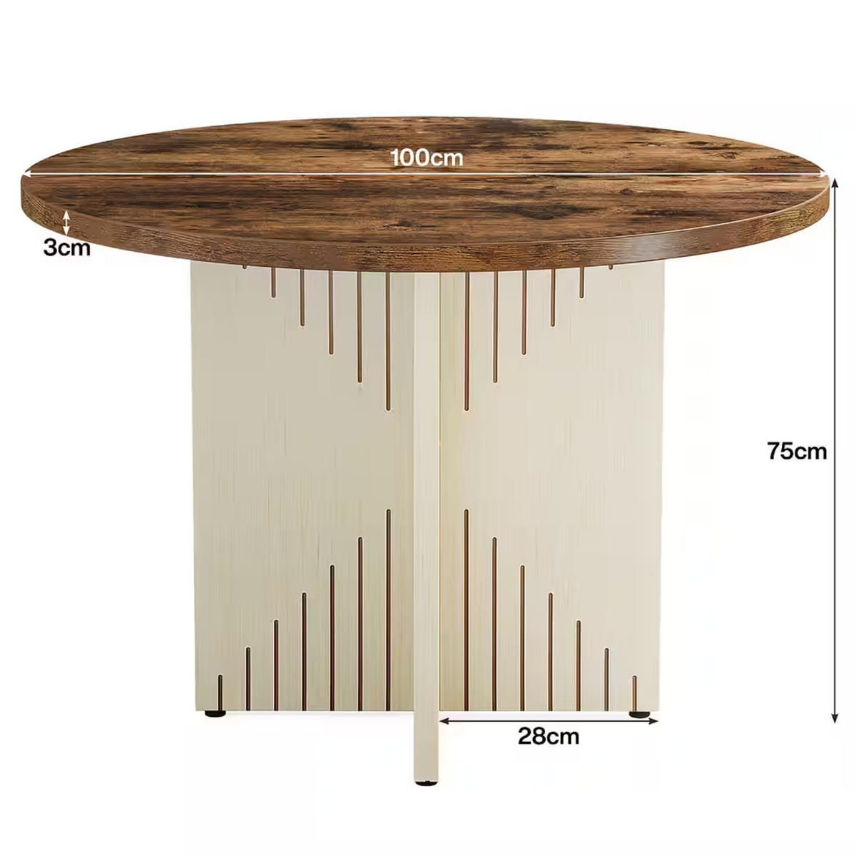 ESSTISCH Rund Farmhouse Braun/Beige MDF 100x100x75 cm - Beige/Braun, Holzwerkstoff (100/100/75cm) - Quality Elegance