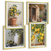 BILDER SET 4er Set - 50x50 cm & 40x60 cm Goldrahmen - Zitronenbäume im Topf - Goldfarben, Kunststoff (50/50cm) - TULUP
