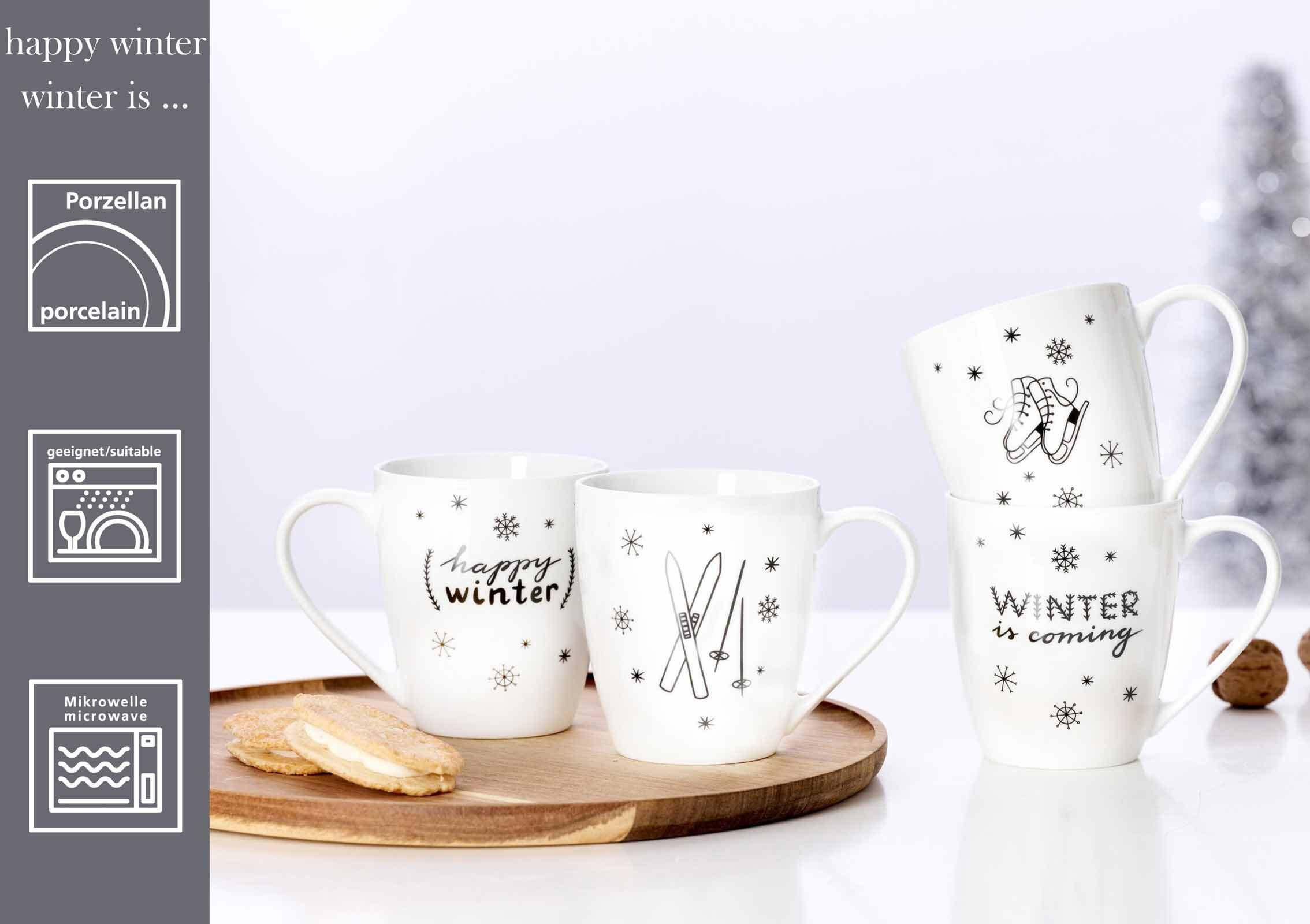 HENKELBECHER Happy Winter weiß 360 ml 6er Set - Weiß, Keramik (0.36L) - Ritzenhoff Breker