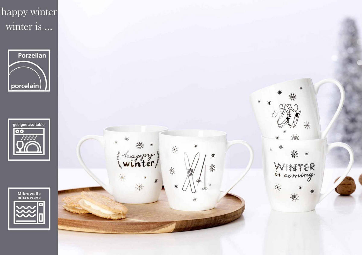 HENKELBECHER Happy Winter weiß 360 ml 6er Set - Weiß, Keramik (0.36L) - Ritzenhoff Breker