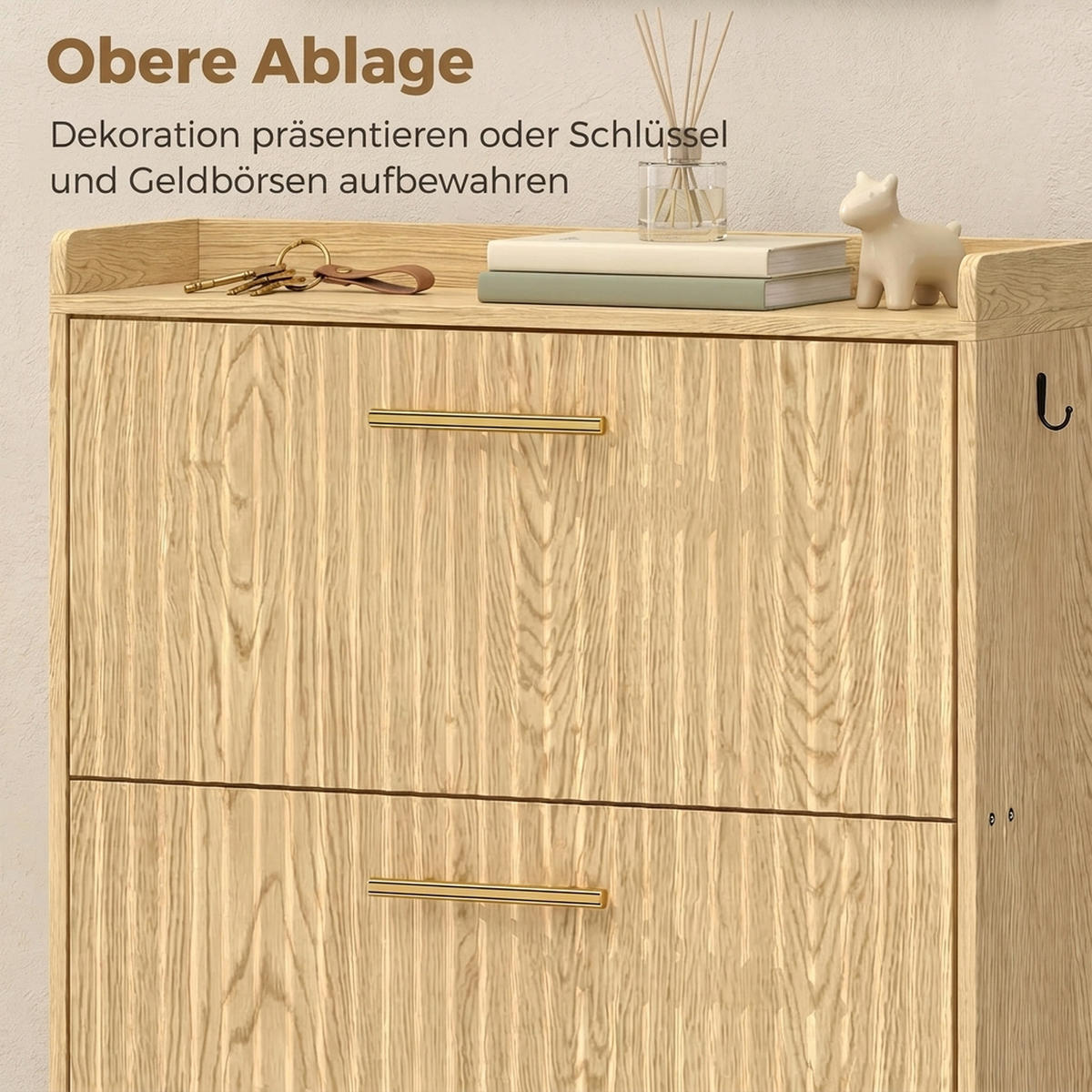 SCHUHSCHRANK MDF Hellbraun - Hellbraun, Holzwerkstoff/Metall (24/117.5/80cm) - HOMCOM