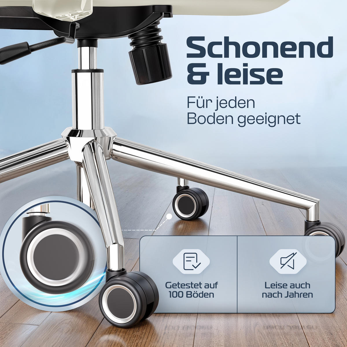 BÜROSTUHL BrightSeat Creme-Weiß - Beige/Silberfarben, Kunststoff/Textil (70/142/70cm) - Clouvou