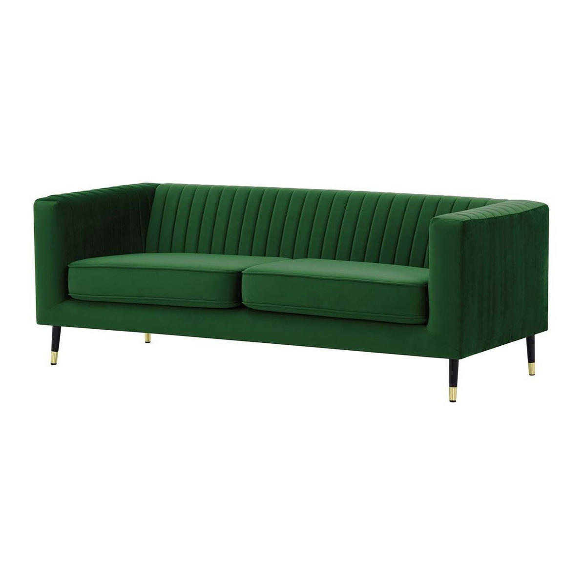 DREISITZER SOFA Slender-Velluto 10 - Grün, Holz/Textil (201/71/83cm) - SLF24