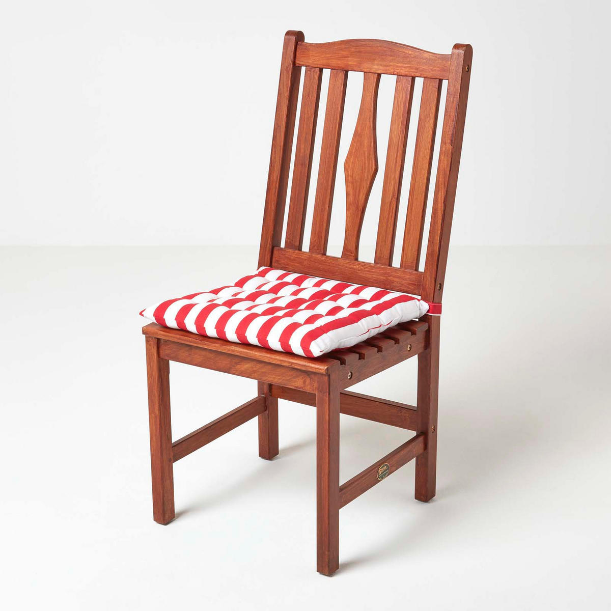 STUHLKISSEN 4er-Set, 40/40/5 cm rot-weiß gestreift - Rot, Textil (40/40/5cm) - Homescapes