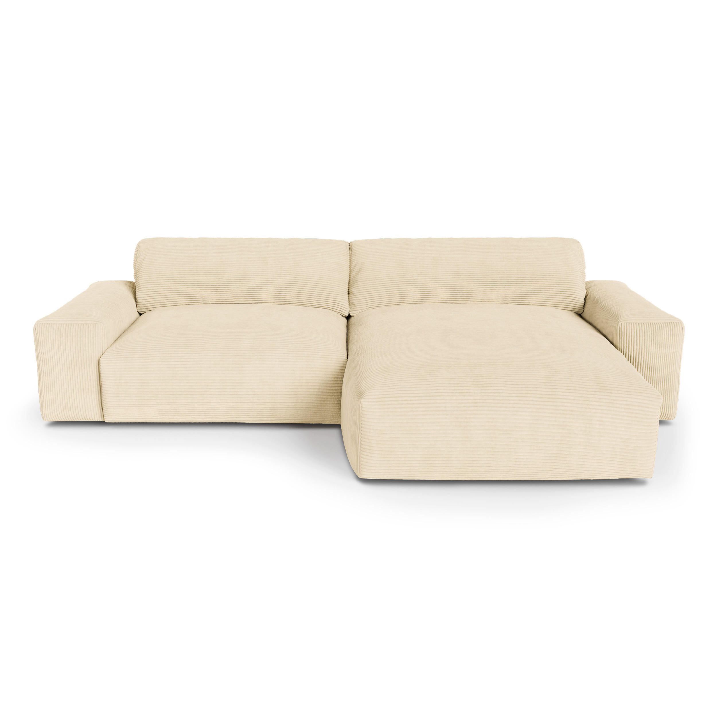 ECKSOFA RECHTS Gerippter Samt Creme 310cm - Creme, Textil (310/174cm) - Sia Home
