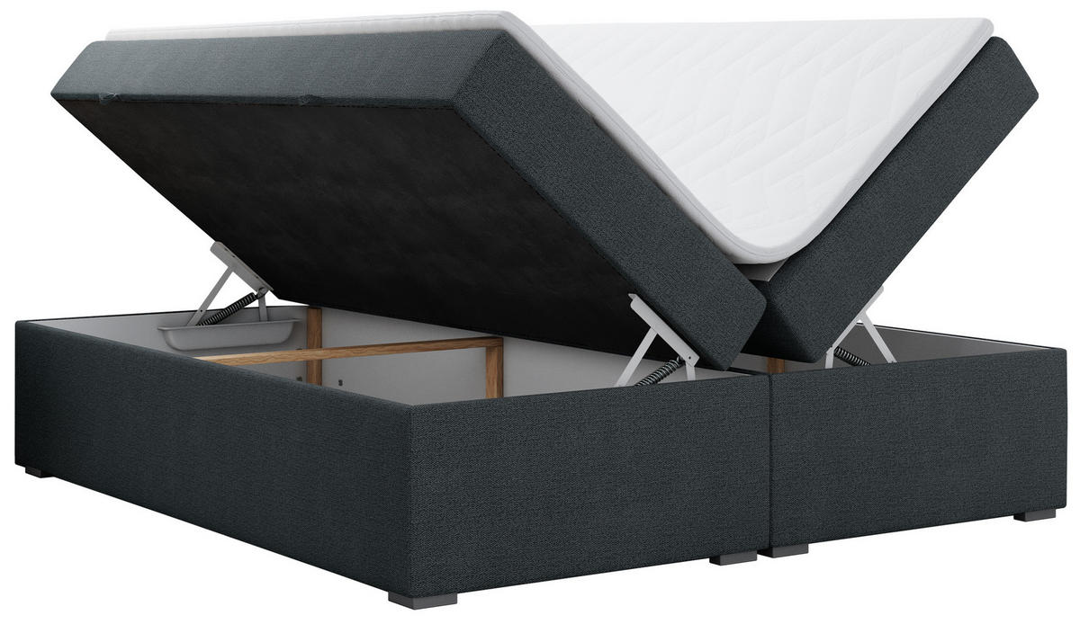 BOXBETT BESS 140/200 Dunkelgrau Struktur - H3 - Dunkelgrau, Holz/Textil (140/200cm) - MKS