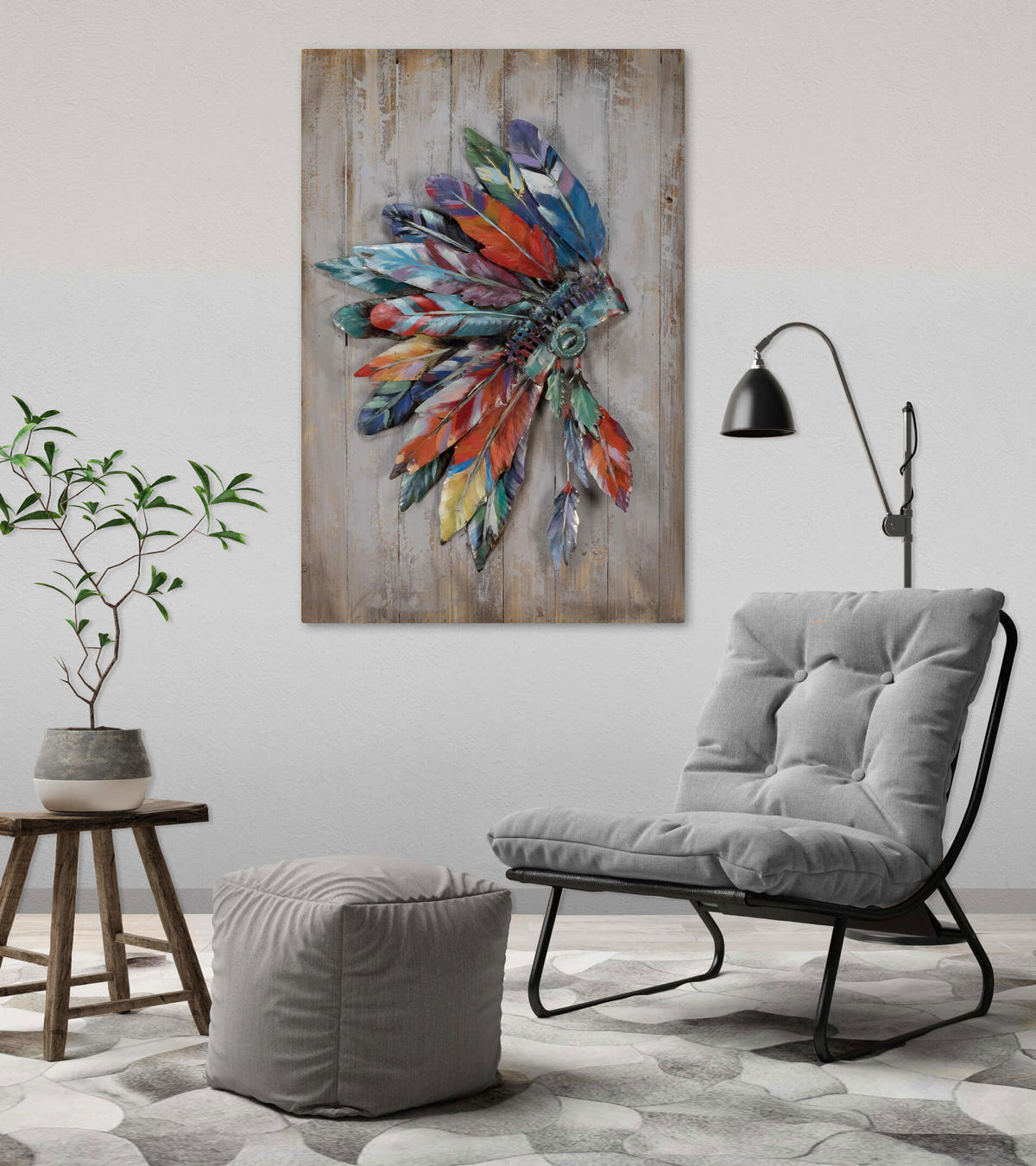 METALLBILD Bunt 60/90 cm - Multicolor/Braun, Metall (3.27/90cm) - KUNSTLOFT